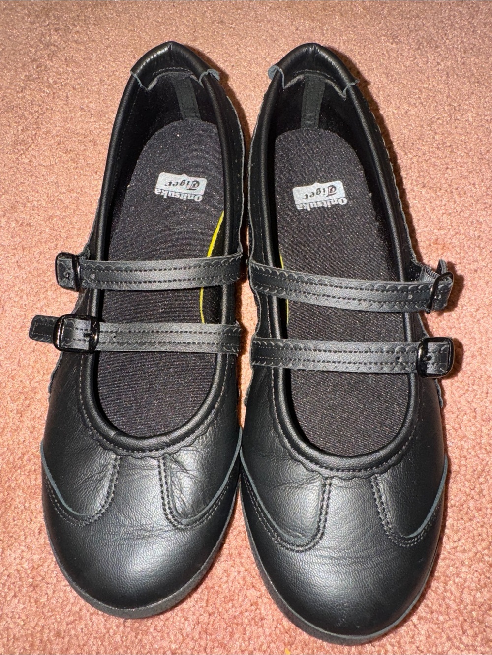 Onitsuka Tiger by Asics Girls Black Double-Strap Mary Jane Shoes